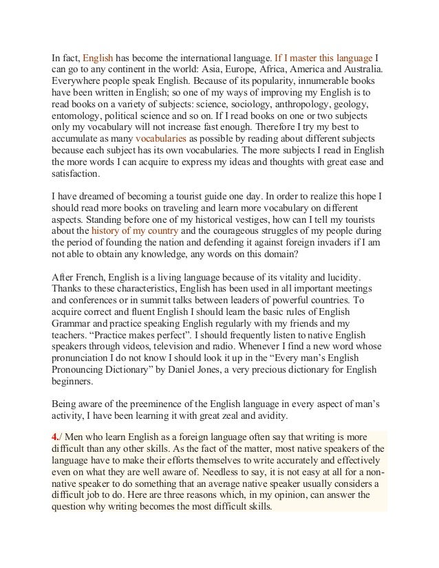 English essays about english